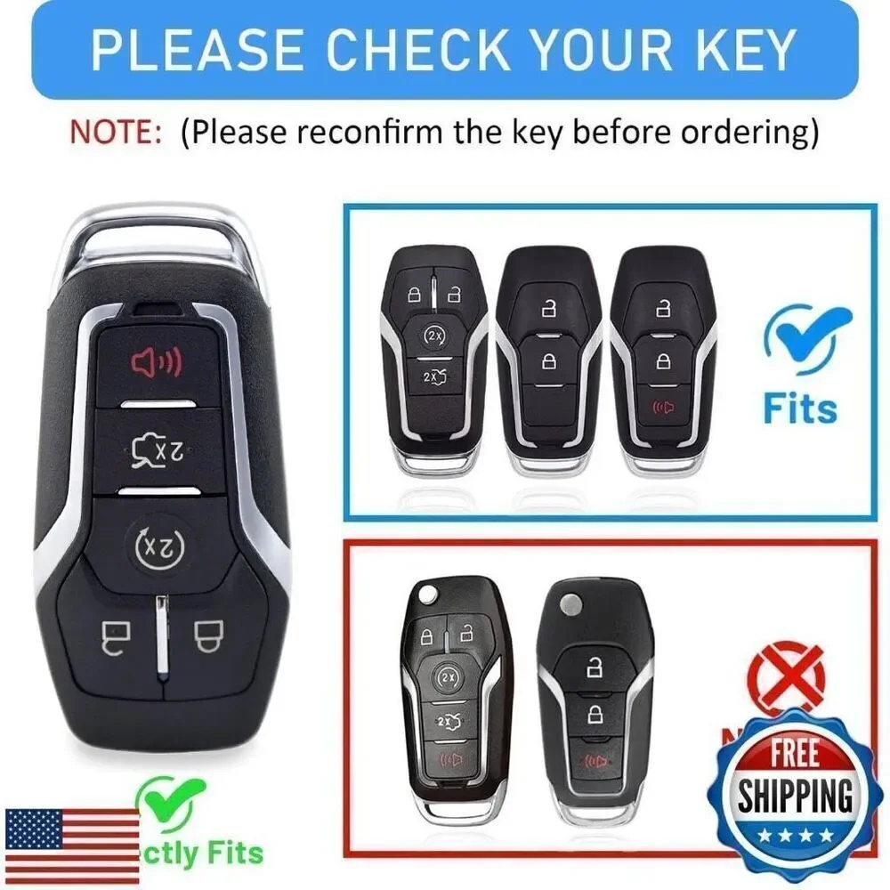 Ford Key Fob Cover with Keychain Red New